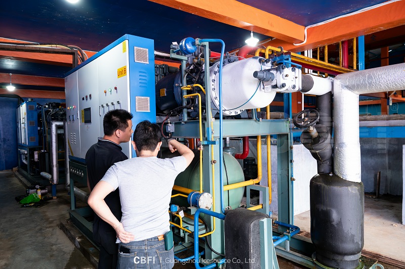 CBFI 100-ton brine block ice machine installed in Indonesia ice factory